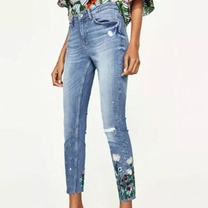 NWT Zara Skinny Jeans Garden Embroidery 9632/060